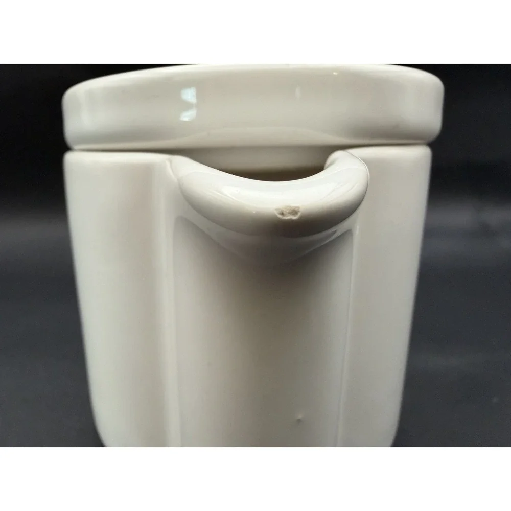 Modern White Ceramic Lidded Creamer Minimalist Small Pitcher Unmarked